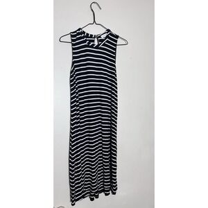Womens CALVIN KLEIN Midi Dress Size 4 Knit Black And White Striped